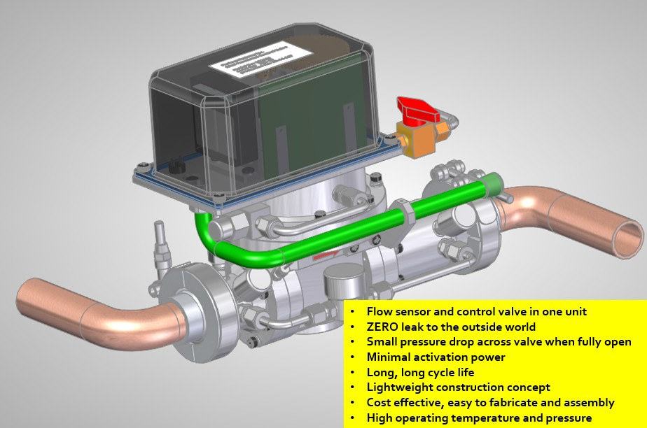 Original CAD of the integrated flow-control valve with feature list